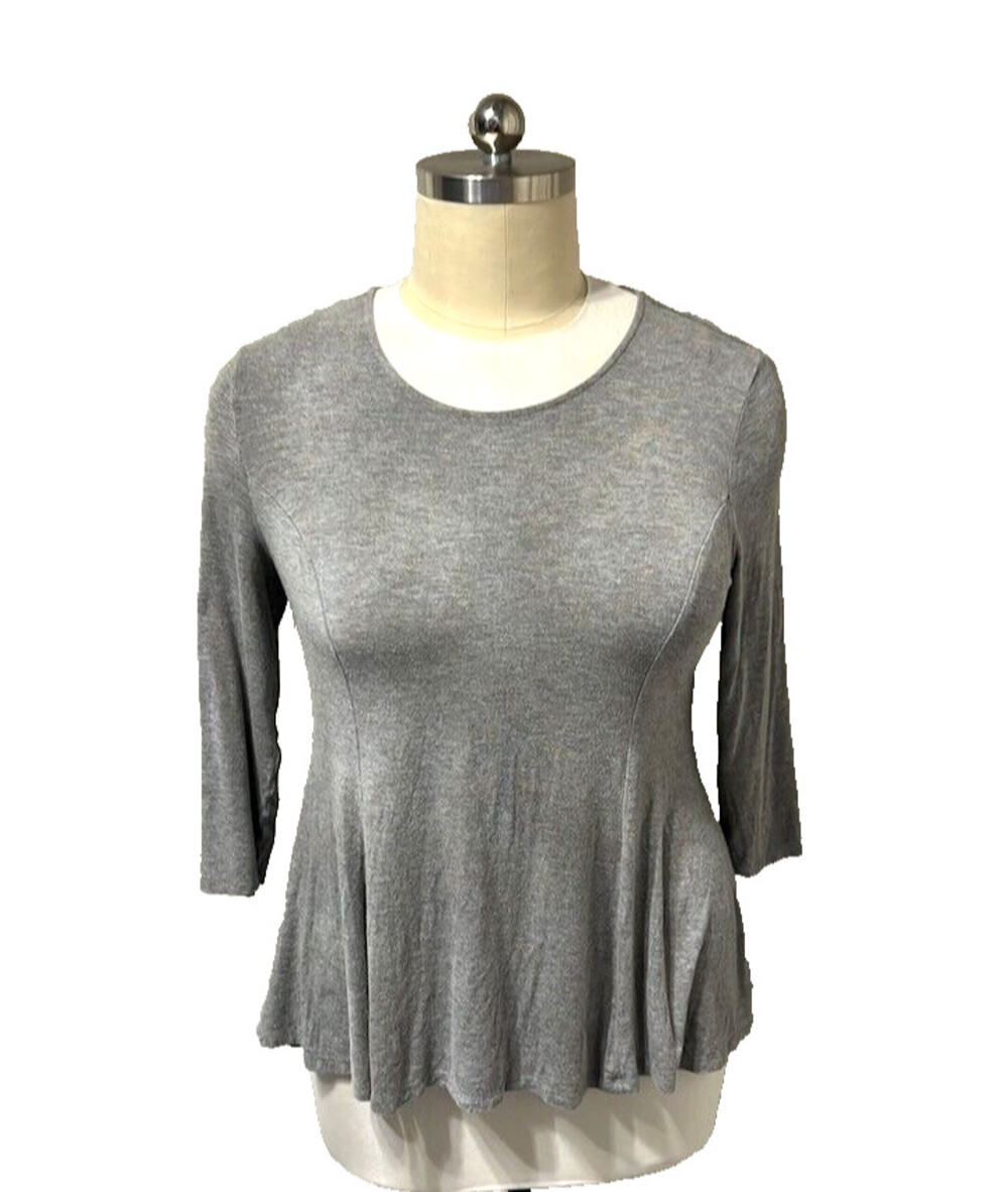 Peck & Peck | Light Grey Seamed Bust Stretch Tee L